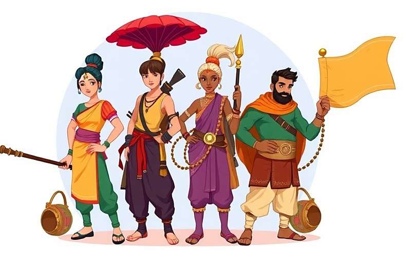 Asafoetida Adventure Character Roster Asafoetida Adventure character roster showcasing diverse characters from different regions of India with asafoetida elements